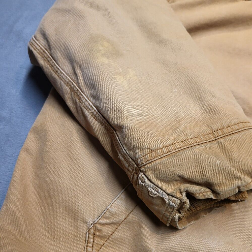 Dickies Jacket Mens 2XL Sherpa Lined Hooded Duck Brown Canvas Full Zip Thrashed - Picture 4 of 10